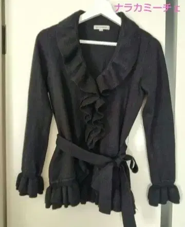 나라 까미체 프릴 가디건 블랙 새상품급