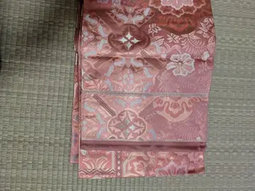 핑크 계열 꽃무늬 후쿠로 오비 실크