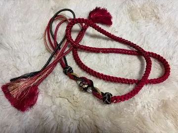 새상품급 허리띠 빨간색 블랙 꽃 마마 후리소데