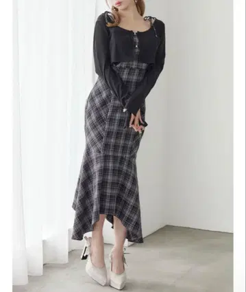 EATME 머메이드 체크 원피스