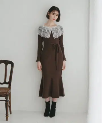 빅 레이스 카라 머메이드 원피스