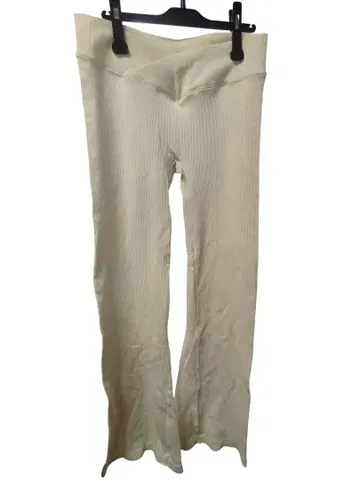 리브 편직 플레어 팬츠 XL 크림색