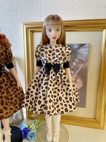 체리 레오파드 무늬 원피스 크림