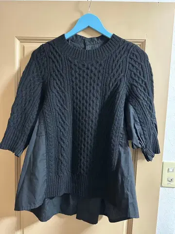 sacai 블랙 울 니트 도킹 풀오버