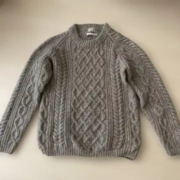 빈티지 케이블 짜임 아란 니트 알파카 혼방 울 그레이