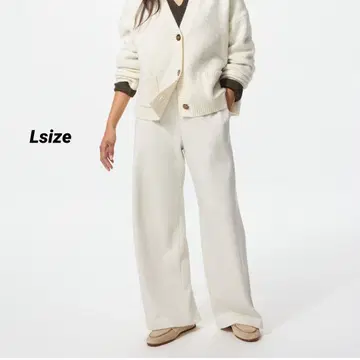 택 포함 새상품 웜 플리스 스트레이트 팬츠 내추럴 Lsize