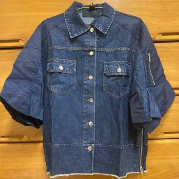 택 포함 새상품 MICALLE MICALLE 미카레미카레 데님 절개 셔츠