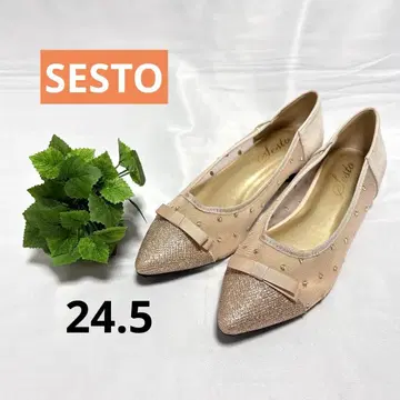 [ 미사용 ] SEATO 펌프스 시스루 도트 플랫 펌프스 24.5