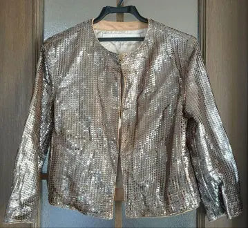 드로메 레더 재킷 골드 스팽글