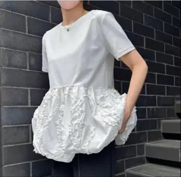 [ 새상품급 ] 아메노치하레 하트 페플럼 풀오버 화이트