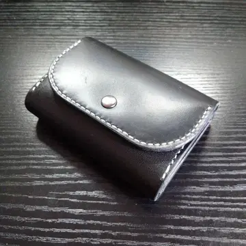 컴팩트 지갑 지갑 천연 가죽 가죽 핸드메이드