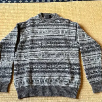 페어아일 패턴 울 100% 스웨터