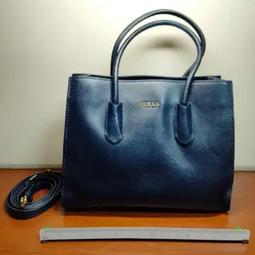 FURLA 천연 가죽 핸드백 네이비