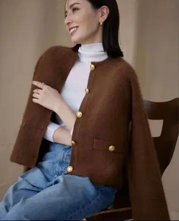 anuans 라쿤 블렌드 노카라 니트 자켓 가디건