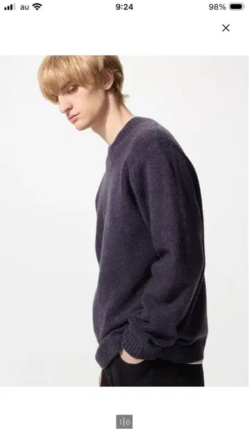 UNIQLO 수플레얀 크루넥 스웨터 다크 퍼플 S