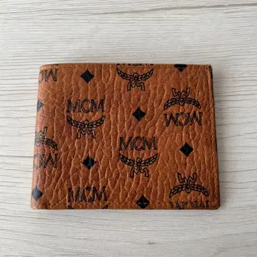 MCM 이단 접이식 지갑 가죽 브라운