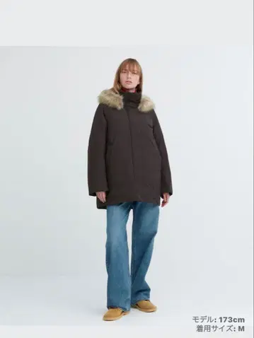 UNIQLO 하이브리드 다운 코트 M 다크 브라운