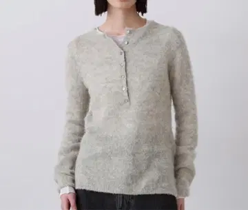 YLEVE FAIRY ALPACA KNIT HENLY NECK 그레이