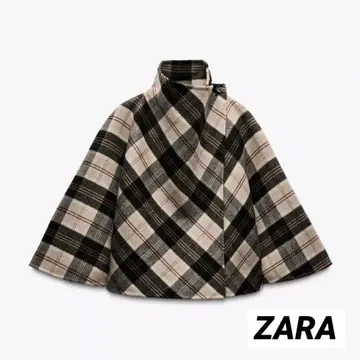 [ 미사용 택 포함 ] ZARA 체크 무늬 판초 케이프 코트