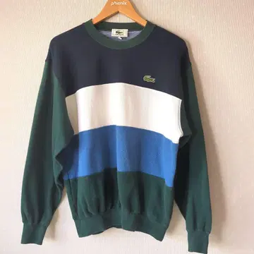 인기 LACOSTE 문자 악어 블록 패턴 풀오버