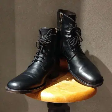 부테로 B2904 사이드 지퍼 레이스업 부츠 26cm 블랙