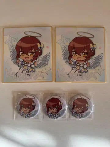 KURENA 캔뱃지 4개 세트와 미니 색지 2장