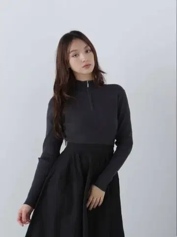 natural beauty basic 하프 지퍼 니트 도킹 원피스