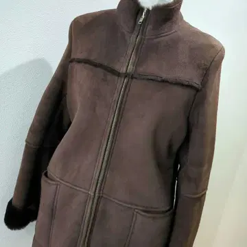 정가 18만 엔 브라운 리얼 무스탕 코트 롱 코트 9호