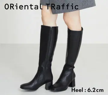 Oriental Traffic 블랙 롱 부츠 힐 6.2cm