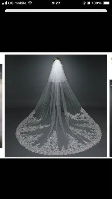 롱 웨딩 베일 레이스 화이트 3m