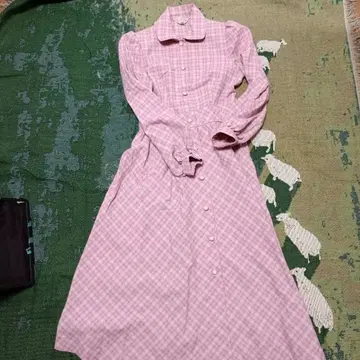 일본제 원피스 체크 레트로 빈티지