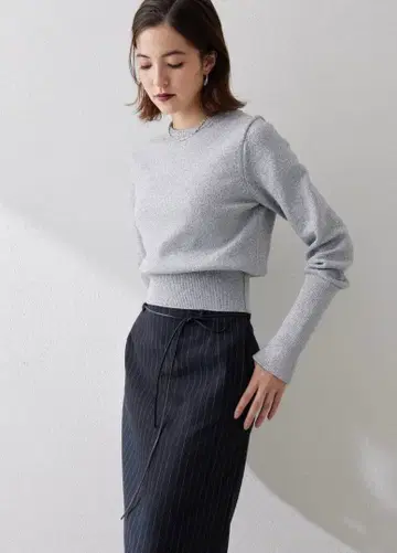 Whim Gazette 라메 니트 풀오버 실버