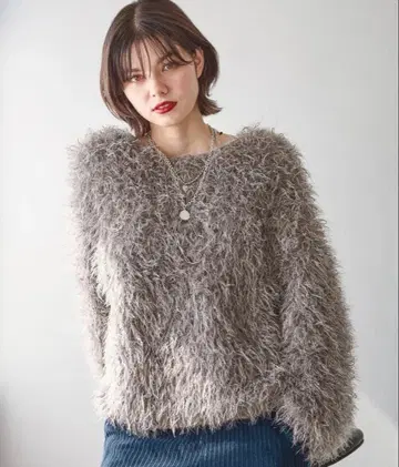 페더얀 루프 니트 오버 사이즈 그레이 퍼 니트