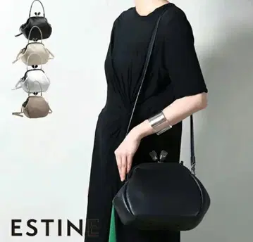 에스티느 ESTINE 2WAY 가마구치 백 가죽 숄더