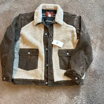 보아 카라 부착 자켓 브라운/아이보리