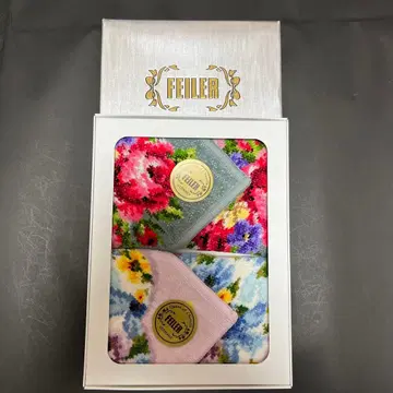 FEILER 꽃무늬 타월 손수건 2장 세트