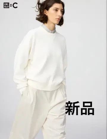 새상품! UNIQLO:C 스무스 코튼 크루넥 니트 화이트