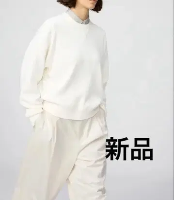 새상품! UNIQLO:C 스무스 코튼 크루넥 니트 화이트