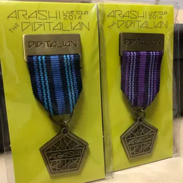 아라시 디지털리안 콘 메달 브로치 파랑과 보라색 세트