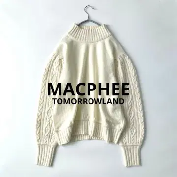 새상품급 MACPHEE 정가 2만 엔 케이블 니트 하이넥 이소재 니트