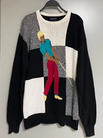 90s Desert Classic 잭 니클라우스 자수 스웨터 XL