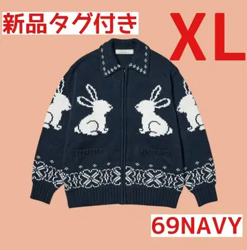 새상품 XL 풀 집업 니트 자켓 byrokh 네이비