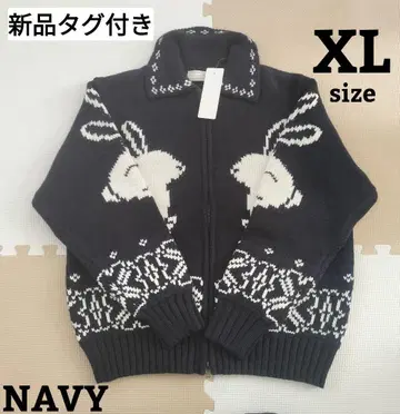 새상품 XL 풀 집업 니트 자켓 byrokh 네이비