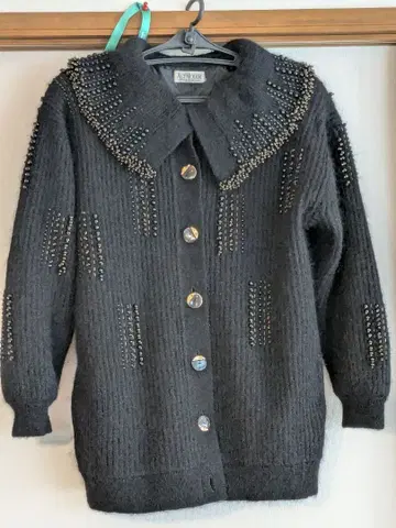 Alt Modere 비즈 장식 코트 가디건 블랙