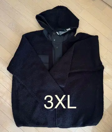 새상품 GU 엔지니어드 가먼츠 보아 플리스 스냅 후드티 블랙 3XL