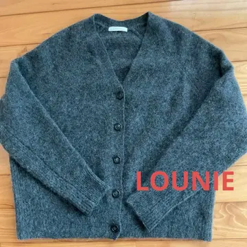 루니 야크 100% 가디건 그레이 캐시미어 니트 스웨터
