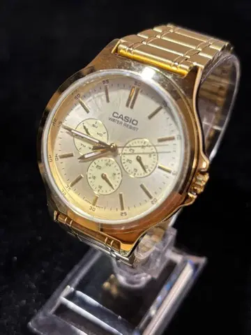 컨디션 최상 CASIO 카시오 MTP-V300 다기능 금빛 골드