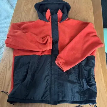 ZARA 오렌지/블랙 플리스 자켓 후드 부착