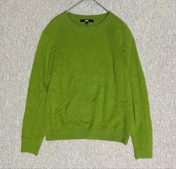 UNIQLO 유니클로 그린 크루넥 긴팔 스웨터 캐시미어 100%