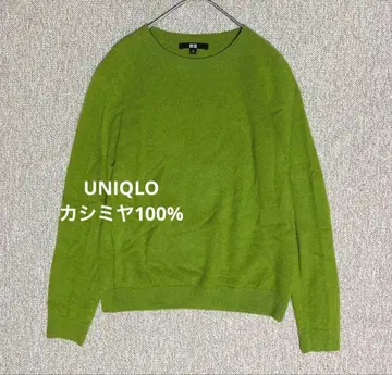 UNIQLO 유니클로 그린 크루넥 긴팔 스웨터 캐시미어 100%